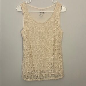 Madison & Berkeley Cream Lace Tank Top